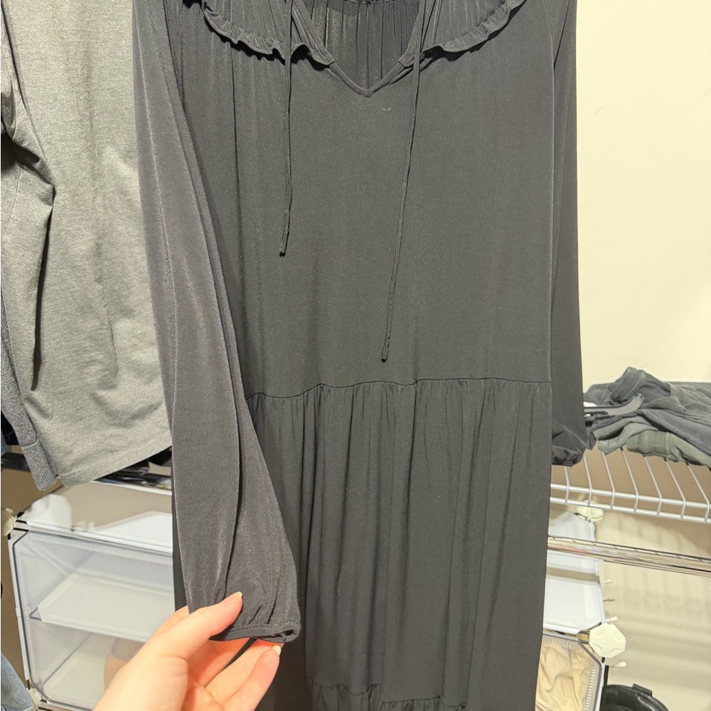 Mango Charcoal Long Sleeve Dress